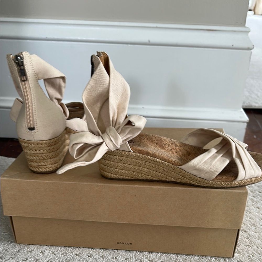 UGG Cream Espadrilles with Wraparound Straps